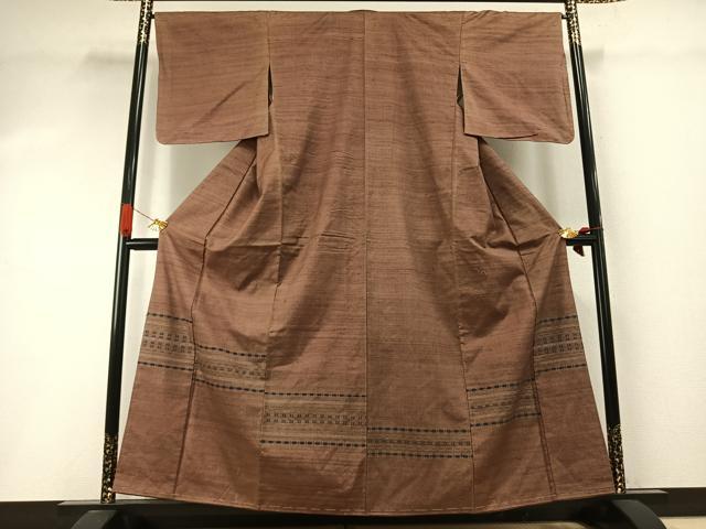 平和屋着物●訪問着　紬地　花織　正絹　逸品　AABI1905fy