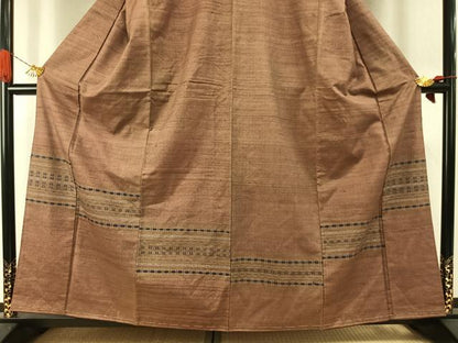 平和屋着物●訪問着　紬地　花織　正絹　逸品　AABI1905fy