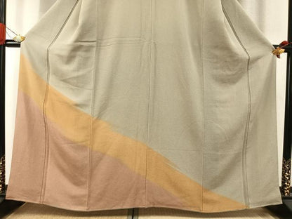 平和屋着物●訪問着　霞文　鬼しぼ縮緬　正絹　逸品　AABI1908fy