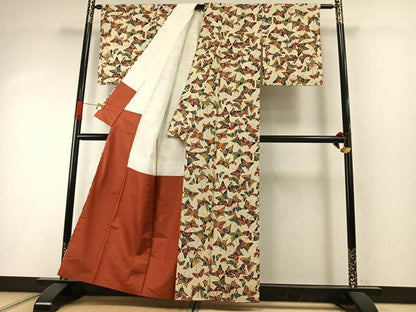 平和屋着物●上質な小紋　型染め　蝶尽くし　正絹　逸品　AABI1909fy