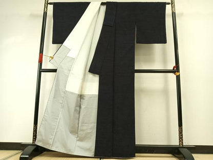 平和屋着物●結城ちぢみ　杢　正絹　逸品　AABI1913fy