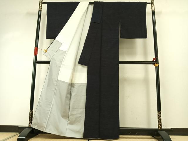 平和屋着物●結城ちぢみ　杢　正絹　逸品　AABI1913fy