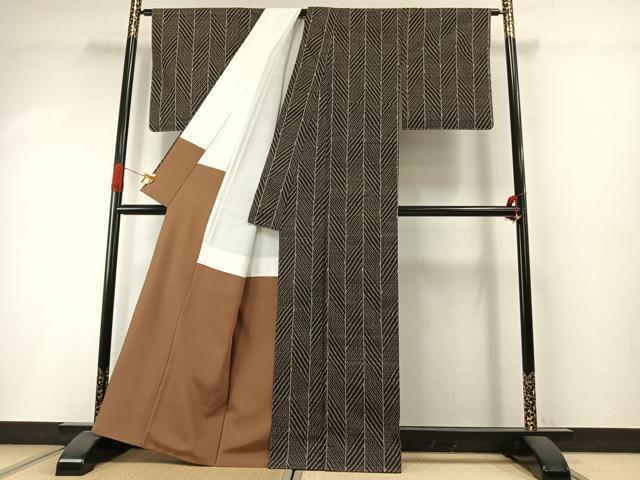 平和屋着物●上質な紬　間道　正絹　逸品　未使用　AABI1914fy