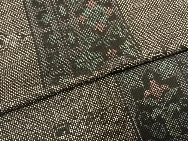 平和屋着物●本場大島紬　一元絣　色紙吉祥花文　正絹　逸品　未使用　AABI1915fy
