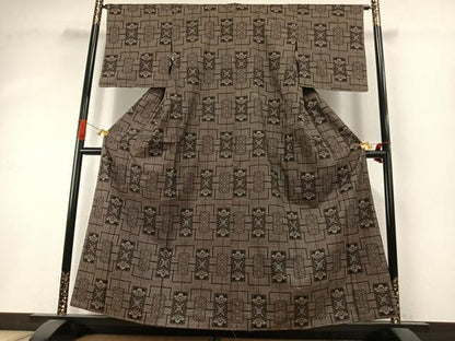 平和屋着物●本場大島紬　一元絣　色紙花文　正絹　逸品　未使用　AABI1919fy