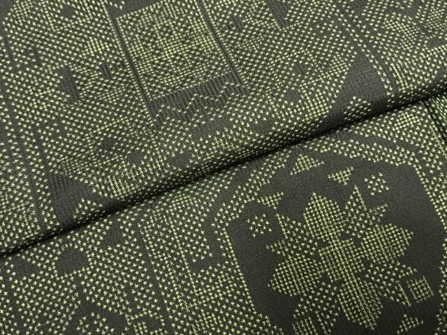 平和屋着物●本場大島紬　一元絣　幾何学花文　正絹　逸品　未使用　AABI1922fy