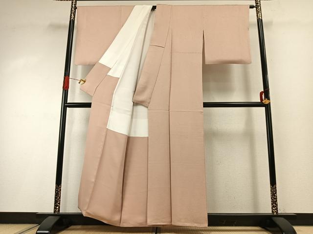 平和屋着物●上質な色無地　舞花地紋　洗柿色　正絹　逸品　AABI1924fy