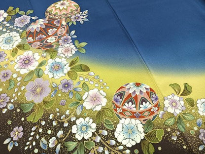 平和屋着物●豪華振袖　辻が花　毬　暈し染め　金彩　正絹　逸品　AABI1925fy