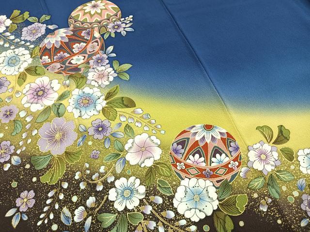 平和屋着物●豪華振袖　辻が花　毬　暈し染め　金彩　正絹　逸品　AABI1925fy