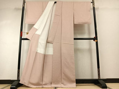 平和屋着物●上質な色無地　花尽くし地紋　洗柿色　正絹　逸品　未使用　AABI1926fy