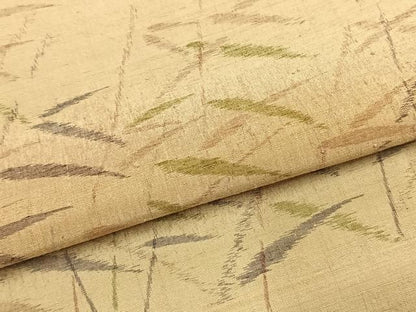 平和屋着物●上質な紬　訪問着　手描き　草葉文　正絹　逸品　AABI1927fy