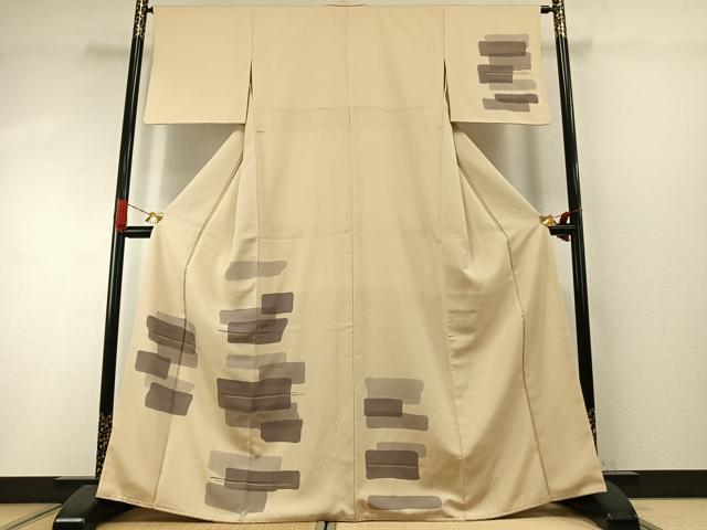 平和屋着物●訪問着　紬地　幾何学文様　金彩　正絹　逸品　AABI1930fy