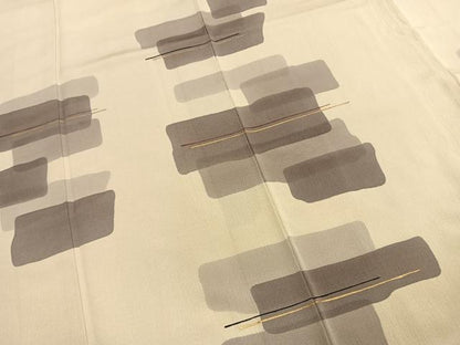 平和屋着物●訪問着　紬地　幾何学文様　金彩　正絹　逸品　AABI1930fy