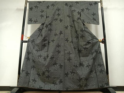 平和屋着物●本場大島紬　一元絣　舞花文　正絹　逸品　AABI1931fy