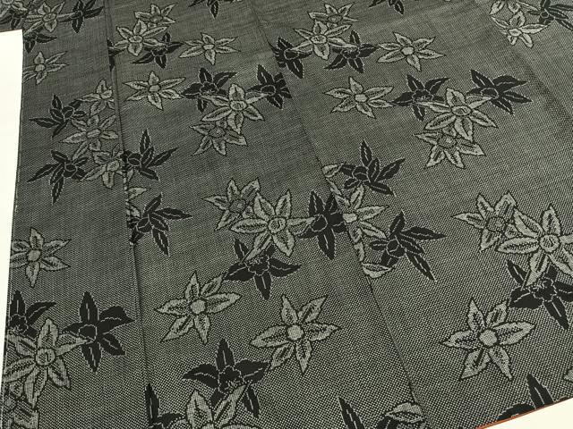平和屋着物●本場大島紬　一元絣　舞花文　正絹　逸品　AABI1931fy