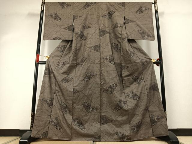 平和屋着物●本場大島紬　カタス9マルキ　切嵌花唐草文　正絹　逸品　未使用　AABI1933fy