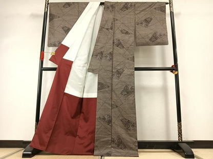 平和屋着物●本場大島紬　カタス9マルキ　切嵌花唐草文　正絹　逸品　未使用　AABI1933fy