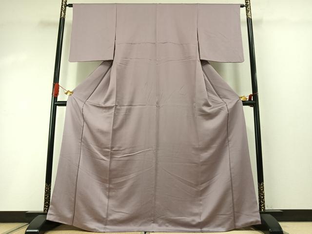 平和屋着物●上質な色無地　青海波地紋　鴇鼠色　正絹　逸品　AABI1934fy