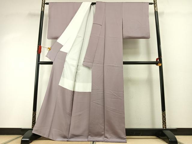 平和屋着物●上質な色無地　青海波地紋　鴇鼠色　正絹　逸品　AABI1934fy