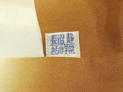 平和屋着物●小紋師　飯島輝也　江戸小紋　万筋　茶色×白色　正絹　逸品　AABI1935fy