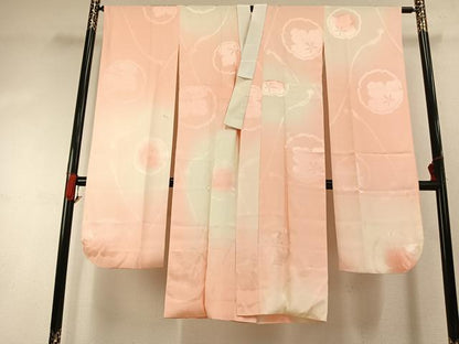 平和屋着物●振袖用長襦袢　袷　雪輪花地紋　暈し染め　正絹　逸品　AABI1938fy