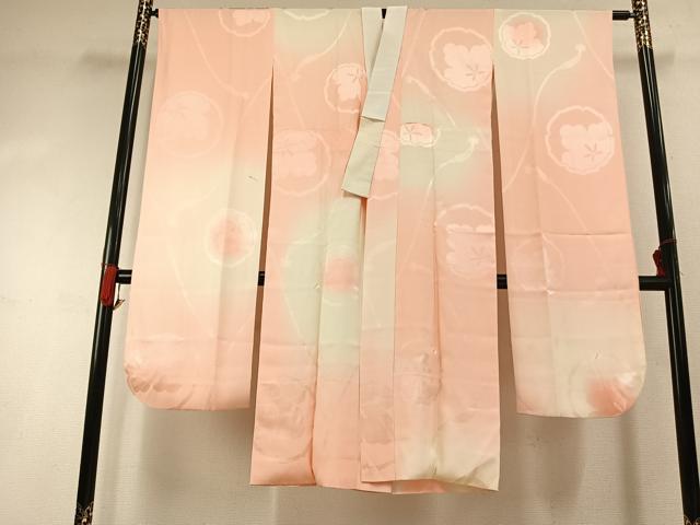 平和屋着物●振袖用長襦袢　袷　雪輪花地紋　暈し染め　正絹　逸品　AABI1938fy