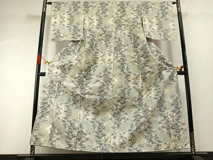 平和屋着物●本場大島紬　白大島　一元7マルキ　草葉文　正絹　逸品　未使用　AABI1942fy