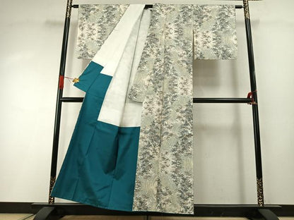 平和屋着物●本場大島紬　白大島　一元7マルキ　草葉文　正絹　逸品　未使用　AABI1942fy