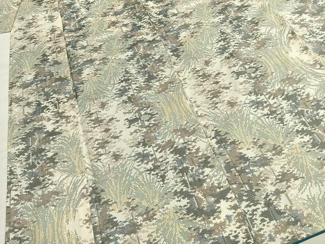 平和屋着物●本場大島紬　白大島　一元7マルキ　草葉文　正絹　逸品　未使用　AABI1942fy