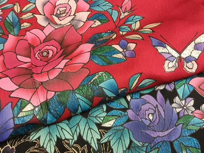 平和屋着物●豪華振袖　花蝶文　暈し染め　金銀彩　正絹　逸品　AABI1950fy