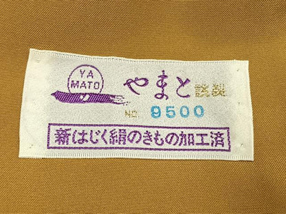 平和屋着物●本場大島紬　泥染　草花文　やまと誂製　証紙付き　正絹　逸品　未使用　AABI1952fy