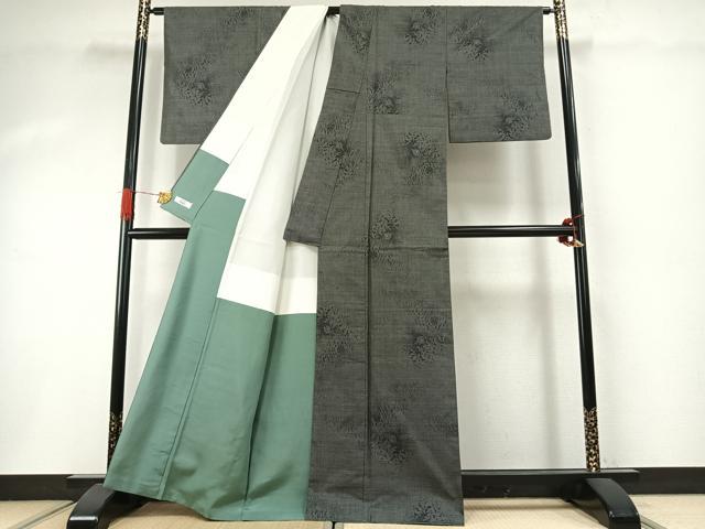 平和屋着物●本場大島紬　カタス7マルキ　草花文　やまと誂製　正絹　逸品　AABI1953fy