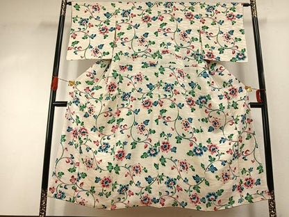 平和屋着物●上質な小紋　花唐草文　正絹　逸品　AABI1957fy