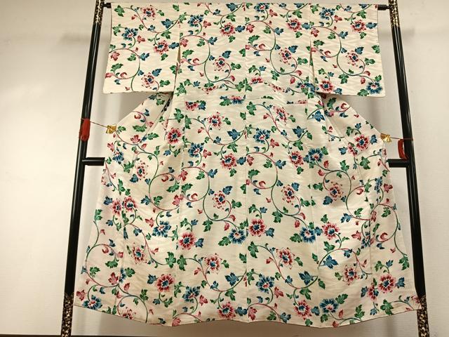 平和屋着物●上質な小紋　花唐草文　正絹　逸品　AABI1957fy