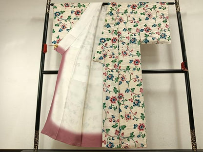 平和屋着物●上質な小紋　花唐草文　正絹　逸品　AABI1957fy