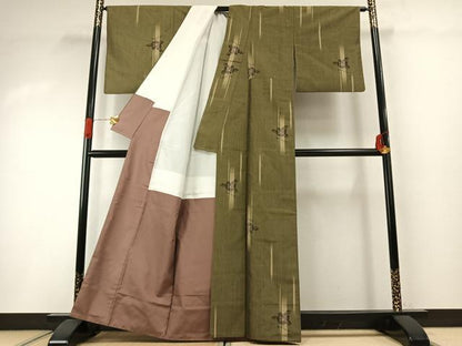 平和屋着物●上質な紬　草花文　正絹　逸品　AABI1958fy