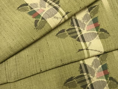 平和屋着物●上質な紬　草花文　正絹　逸品　AABI1958fy