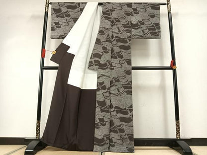 平和屋着物●上質な小紋　瓦文　正絹　逸品　AABI1959fy