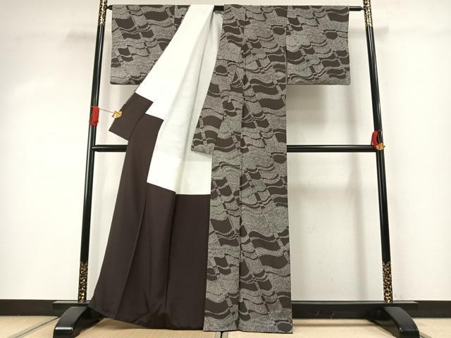 平和屋着物●上質な小紋　瓦文　正絹　逸品　AABI1959fy