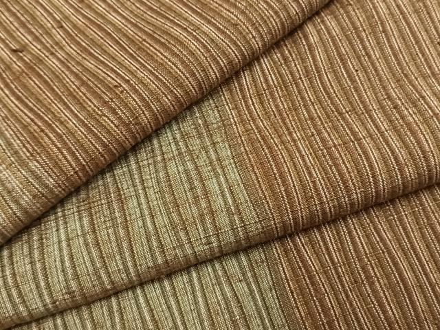 平和屋着物●奥能登紬　間道　反端付き　正絹　逸品　未使用　AABI1961fy