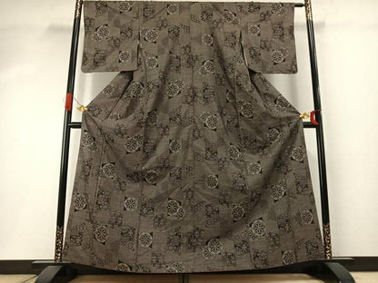 平和屋着物●本場大島紬　カタス7マルキ　源氏車文　正絹　逸品　AABI1962fy
