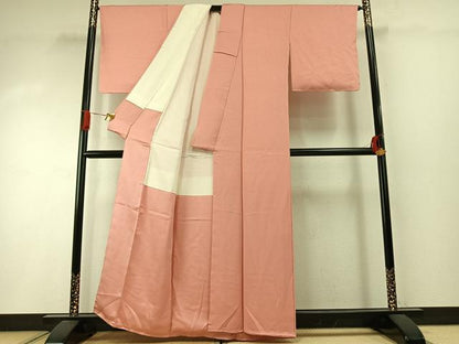 平和屋着物●上質な色無地　珊瑚色　正絹　逸品　AABI1963fy
