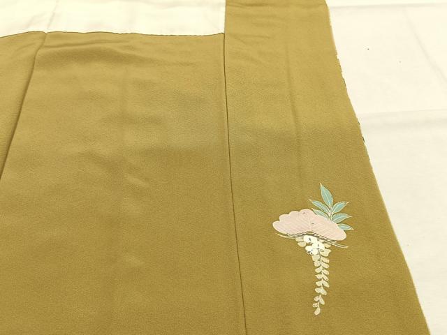 平和屋着物●訪問着　駒刺繍　御所車花文　暈し染め　金彩　正絹　逸品　AABI1965fy