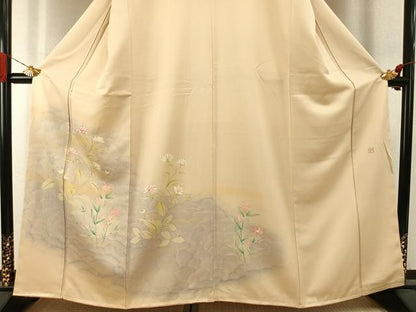 平和屋着物●訪問着　作家物　手描き　草花文　暈し染め　正絹　逸品　AABI1967fy