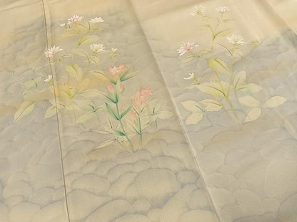 平和屋着物●訪問着　作家物　手描き　草花文　暈し染め　正絹　逸品　AABI1967fy