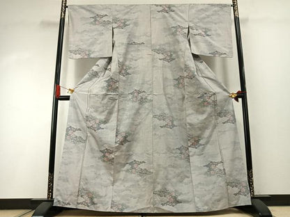 平和屋着物●本場大島紬　白大島　一元7マルキ　総絣　草花文　正絹　逸品　未使用　AABI1979fy