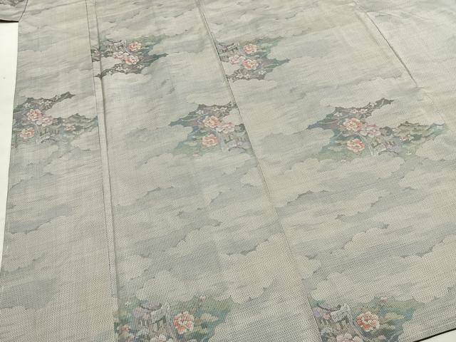 平和屋着物●本場大島紬　白大島　一元7マルキ　総絣　草花文　正絹　逸品　未使用　AABI1979fy