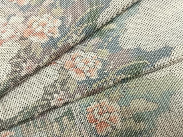 平和屋着物●本場大島紬　白大島　一元7マルキ　総絣　草花文　正絹　逸品　未使用　AABI1979fy