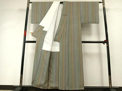 平和屋着物●上質な小紋　縞　正絹　逸品　AABI1980fy