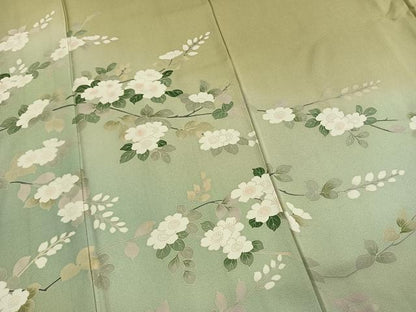 平和屋着物●訪問着　枝花文　暈し染め　正絹　逸品　AABI1984fy